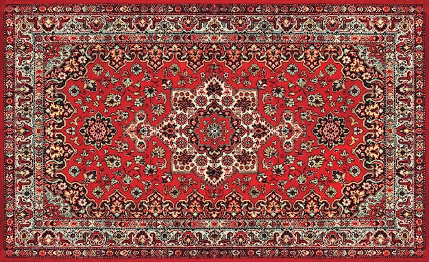 The Old Red Persian Carpet Texture, abstract ornament