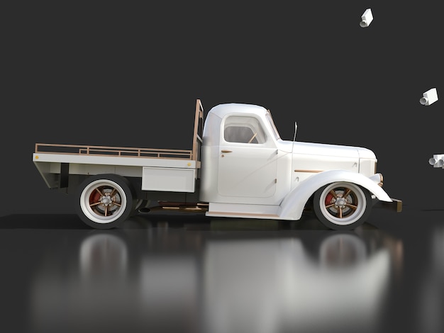 Old restored pickup Pickup in the style of hot rod 3d illustration