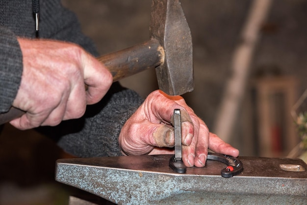 Old retired man hands working