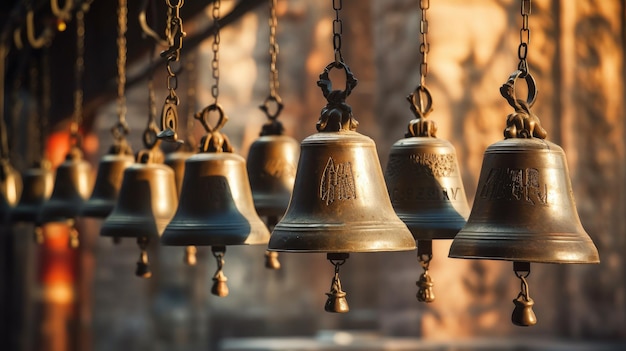 Old retro copper bells