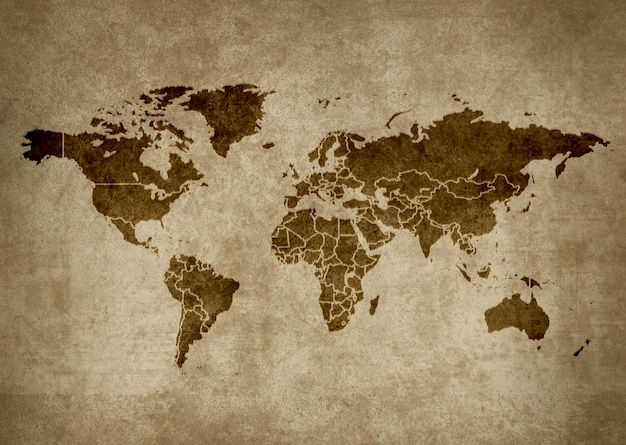 Старая карта мира ретро гранж