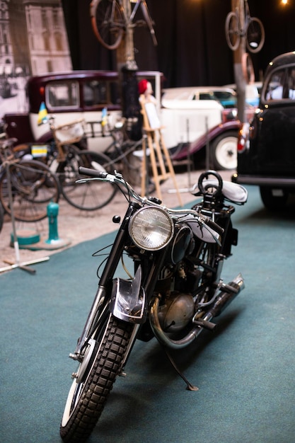 オートバイの展覧会で古いレトロモーターサイクル