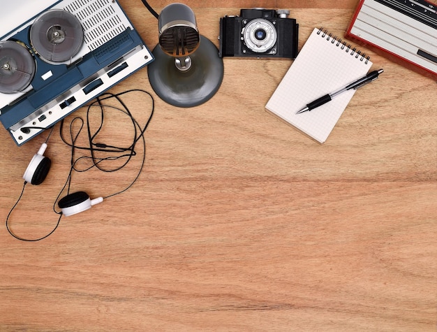 Old retro object on wooden table