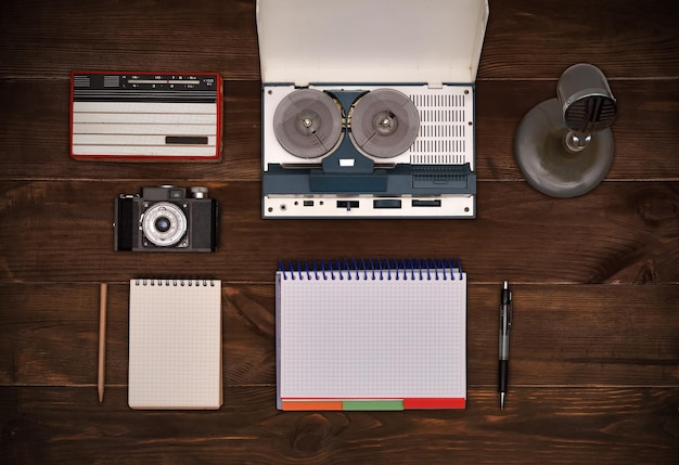 Old retro object on wooden table