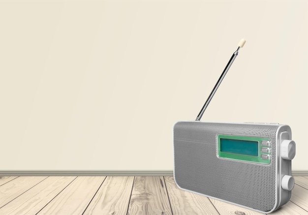 Old retro radio  on background