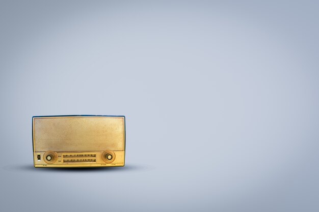 Old retro radio on white background. This is the vintage radio for listen to music.