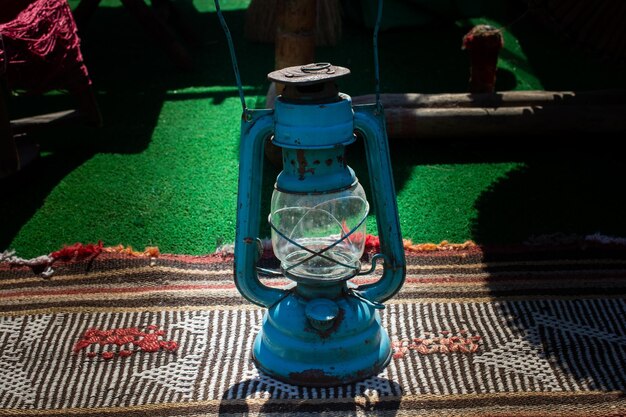 Old retro styled lantern made of metal