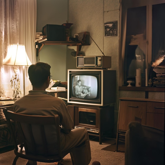 Старый ретро-телевизионный фронт в зерновом и ностальгическом стиле