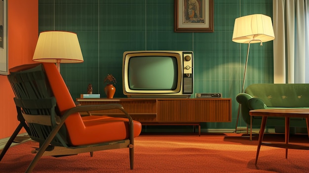 Старый ретро-телевизионный фронт в зерновом и ностальгическом стиле