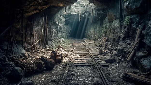 Old road tunnel with lights Ai generated