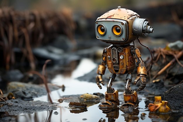 Old robot in the forest