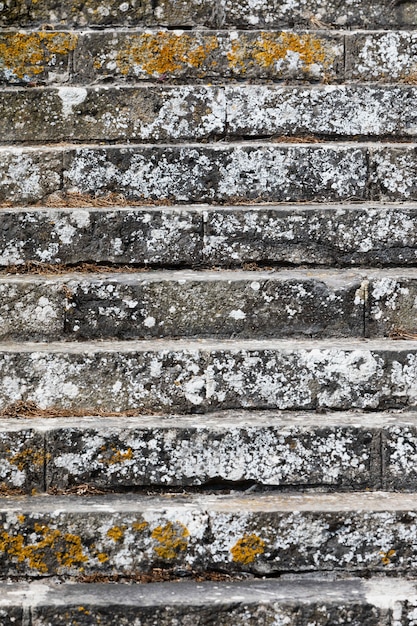 Foto primo piano della vista delle vecchie scale di roccia