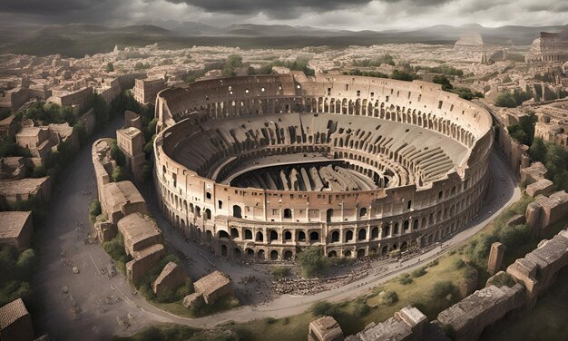 Photo an old roman amphitheatre with the words roman forum on the bottom