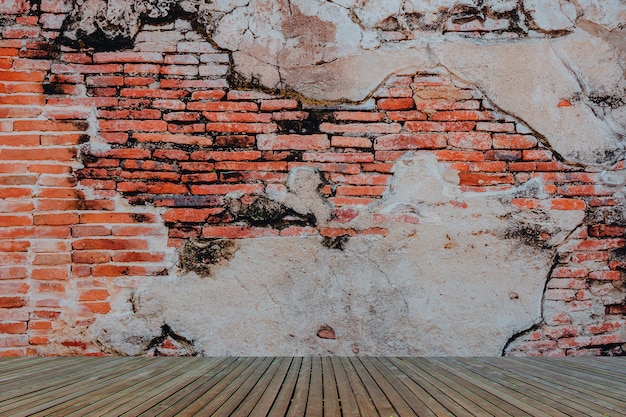 old room with brick wall, vintage background.