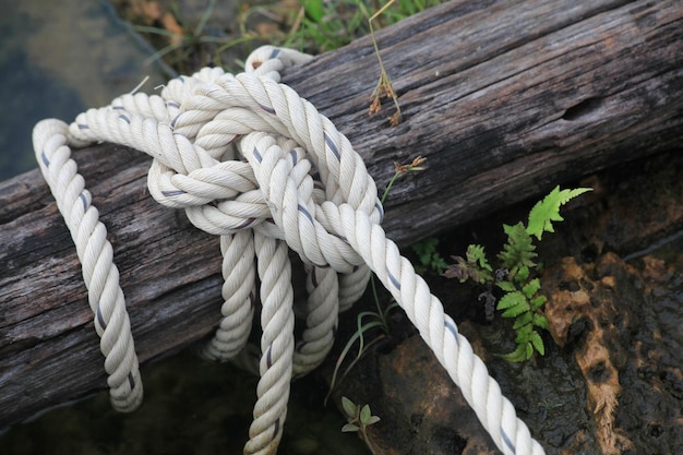 Old rope and wooden pole