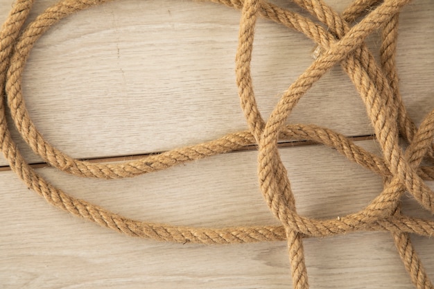 Photo old rope and wooden texture