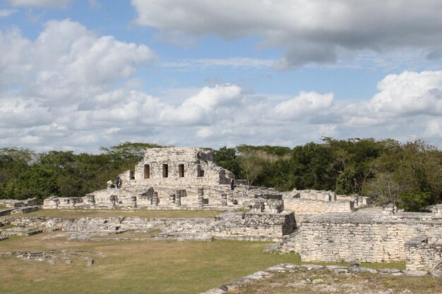 Old ruin building against cloudy sky