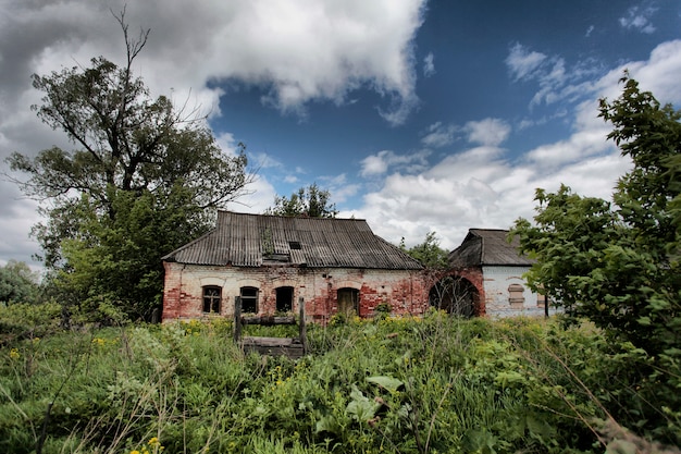 Old, ruined house in the countryside.