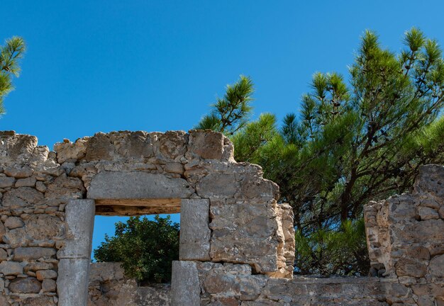 Old ruins against clear blue sky