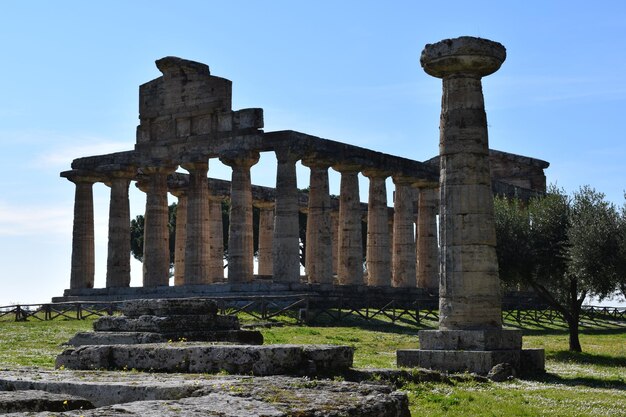 Old ruins of temple against sky