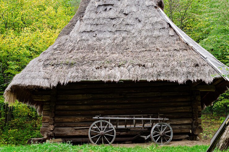 Old rural house with thatched roof