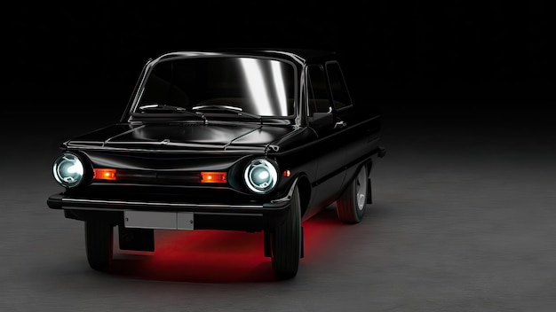 An old Russian car in a modern way is beautiful in black