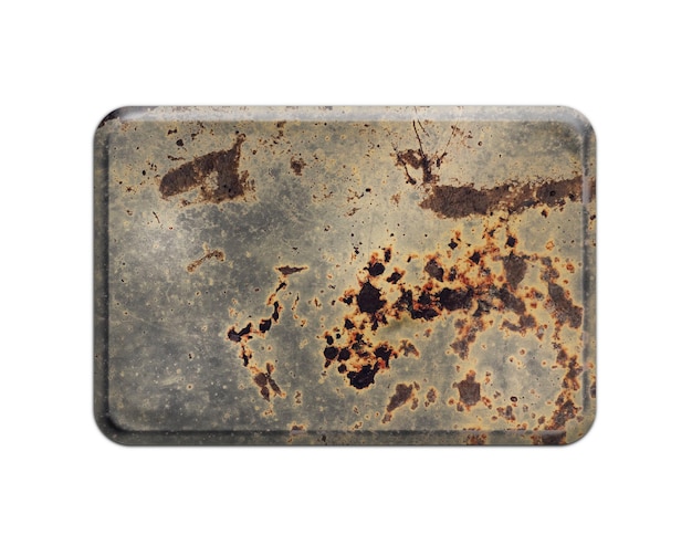 old rust metal plate on white background