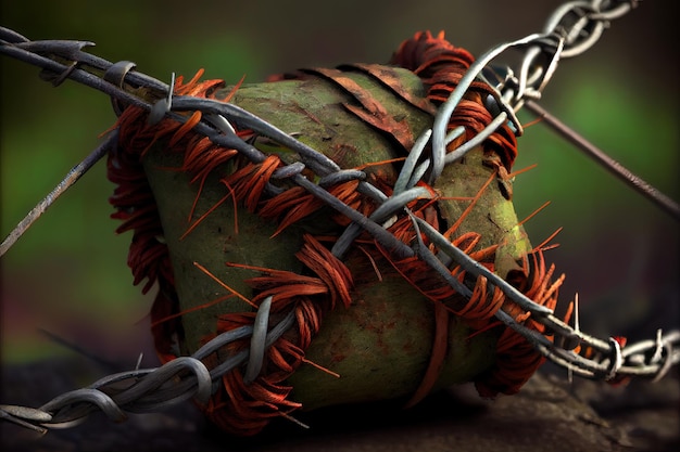 Old rusted barbed wire