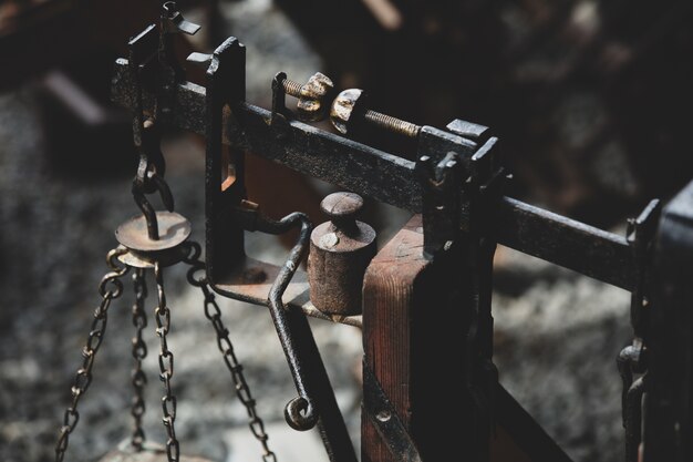 Photo old rusted cast iron scales.