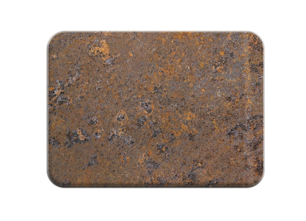 Old rusted metal plate isolated on white background