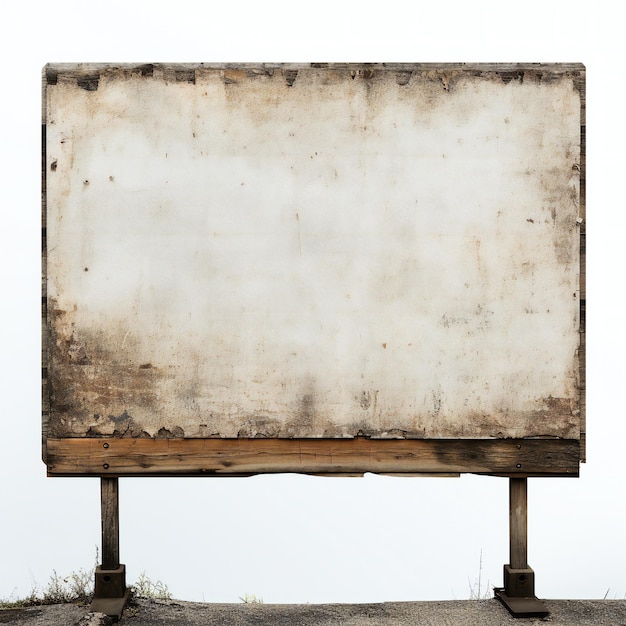 Old rustic blank billboard advertisement sign on white background