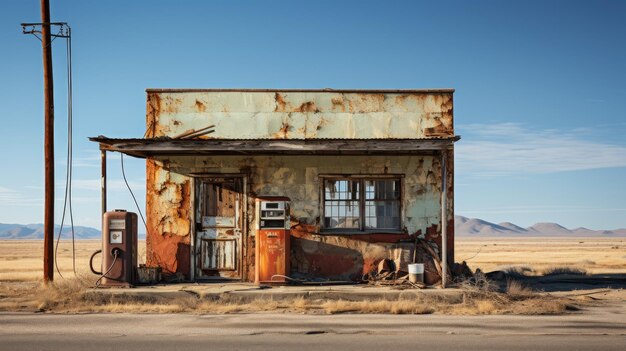 An old rusting store on the side of the road