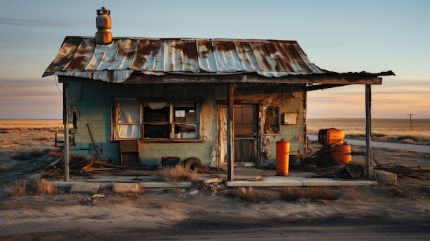 An old rusting store on the side of the road