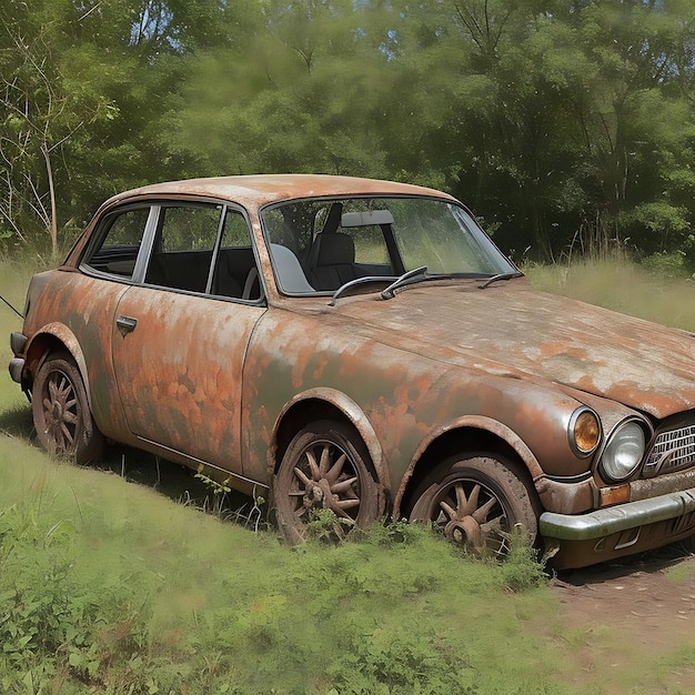 Photo an old rusty car