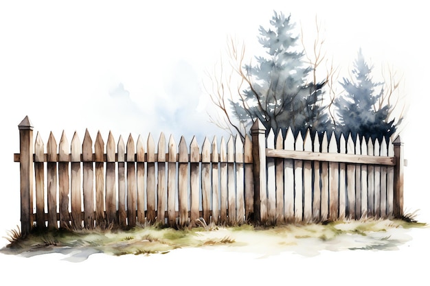 Old Rusty Fence Watercolor