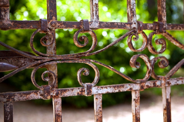 Old rusty gate in a park