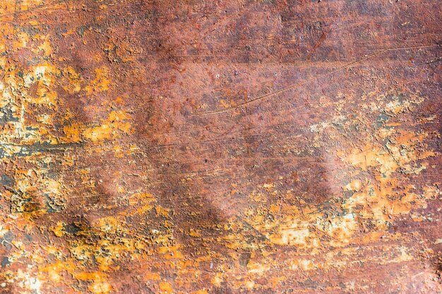 Old rusty metal sheet abstract background, rust on painted weathered steel sheet