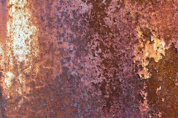 Old rusty metal sheet abstract background, rust on painted weathered steel sheet