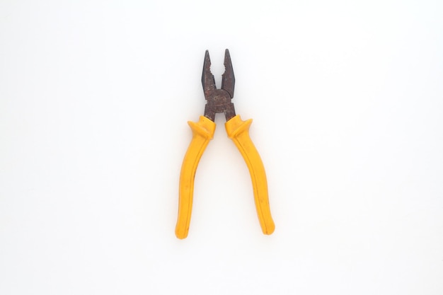 old rusty pliers isolated on a white background