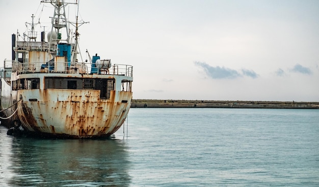 Old rusty ship in the Maldives