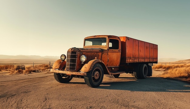 Old rusty truck An old abandoned truck rusts in an openair junkyard