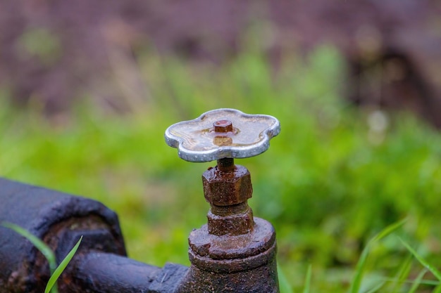 Old rusty water valve that leaks