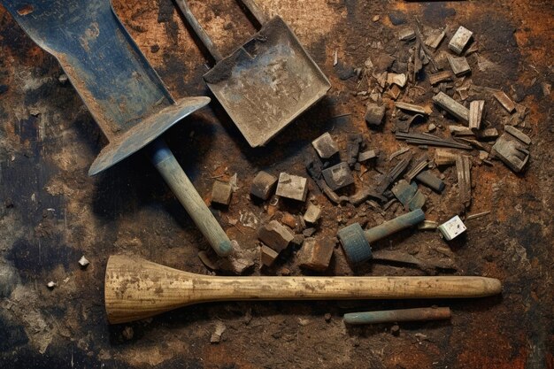 Old rusty worker tools