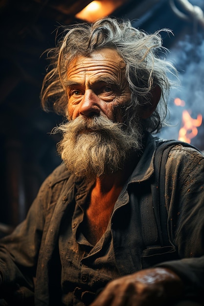 Photo an old sailor smoking on the ship