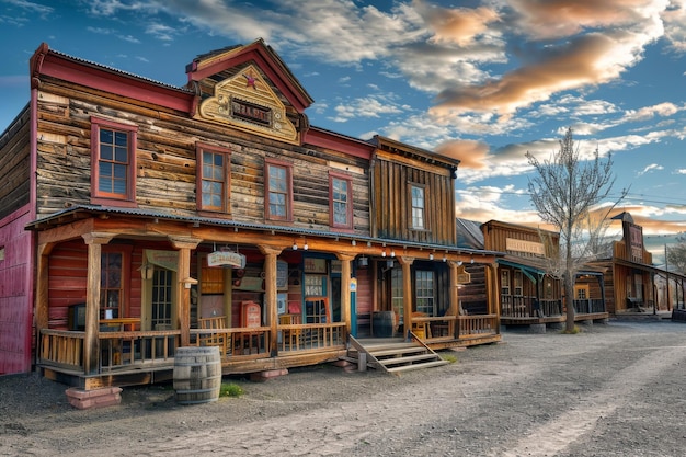 Old Saloon Wild West Town Building Cowboy Pub Exterior Kopieerruimte