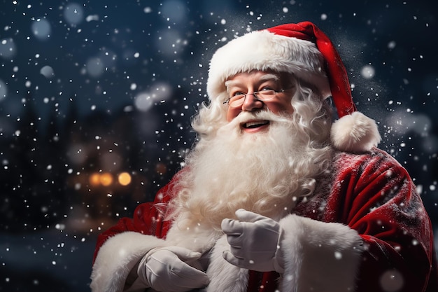 Photo old santa claus on the winter background generative ai