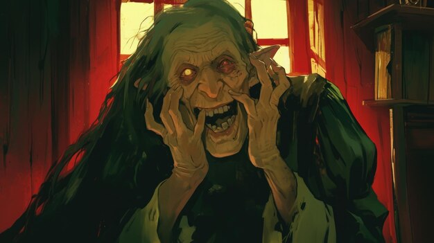 Photo old scary witch