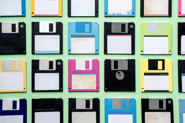 Foto archiviazione dati dell'unità disco floppy di vecchia scuola