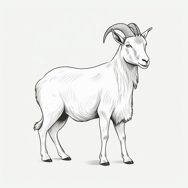 Old School Goat A Contoured Shading Line Drawing In Jeanleon Gerome Style