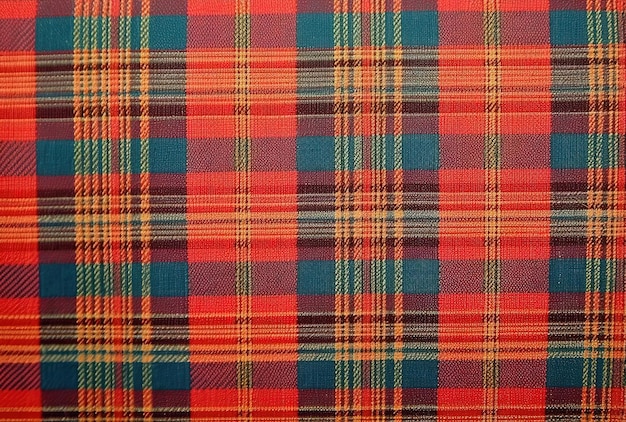 スコットランド・プレイド (Scottish Plaid) 赤と青の色で1970年代のスタイルで作られました
